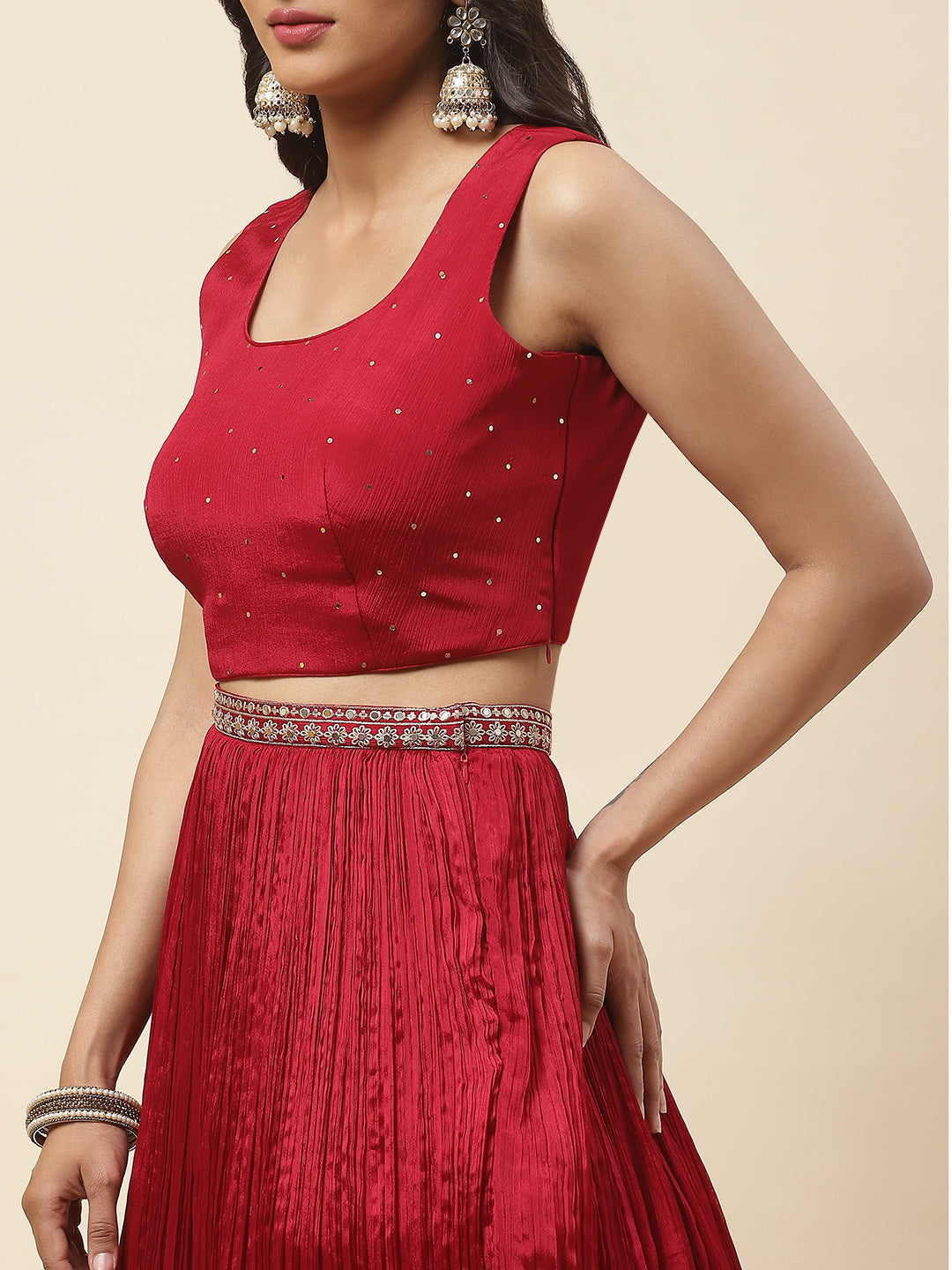 Sequin Embroidery Crepe Lehenga Choli