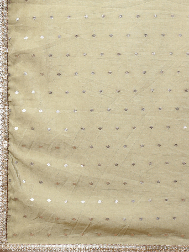 Embroidered Cotton Kurti With Pant And Dupatta