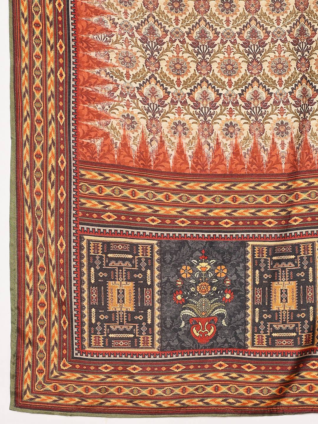 Floral Printed Cotton Blend Kurta With Pant &amp; Dupatta