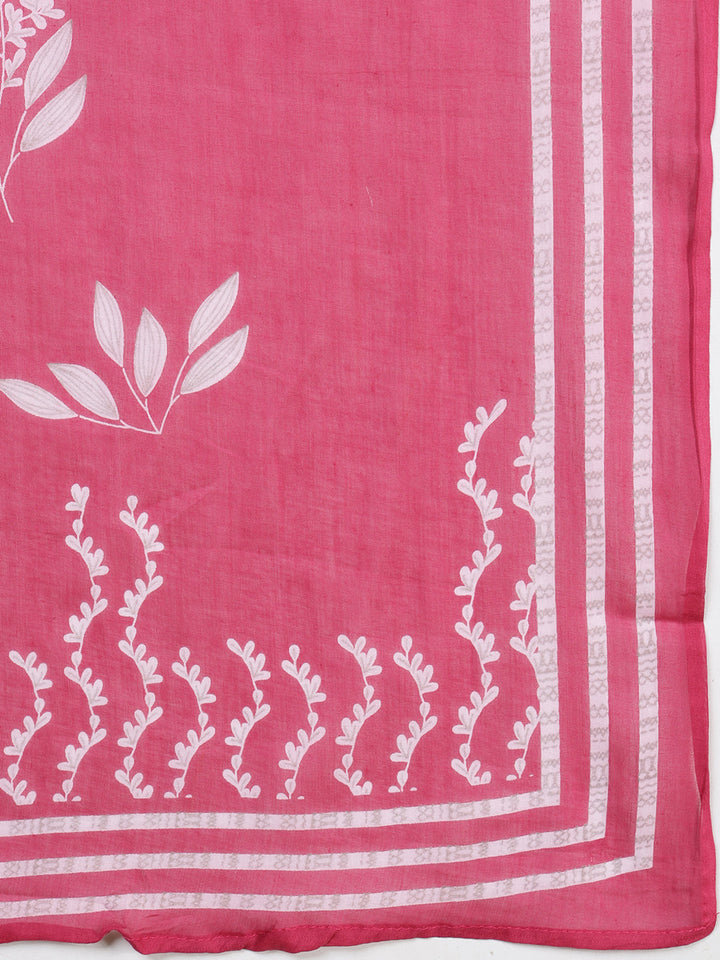 Printed Cotton Blend Kurta With Pants &amp; Dupatta