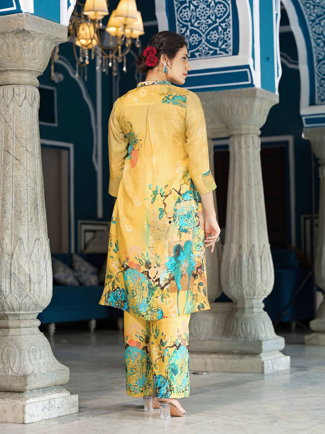 Floral Printed Cotton Straight Kurta With Palazzo