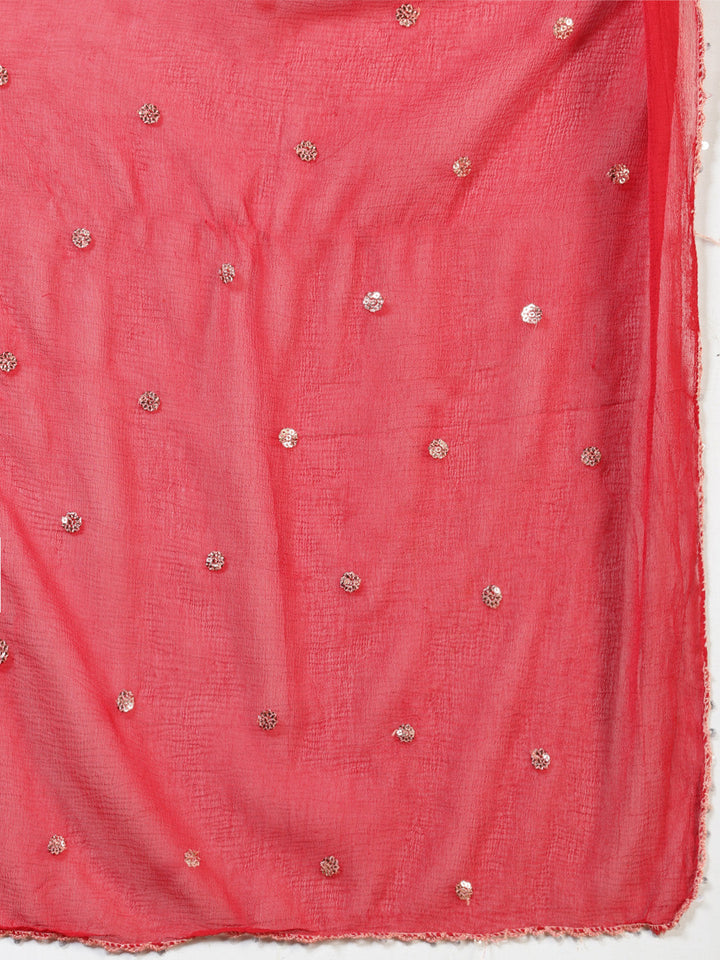 Embroidered Georgette Kurta With Pants &amp; Dupatta