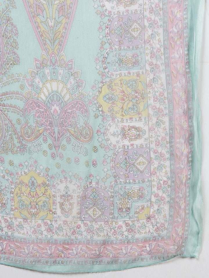 Printed Cotton Blend Kurta With Pants &amp; Dupatta