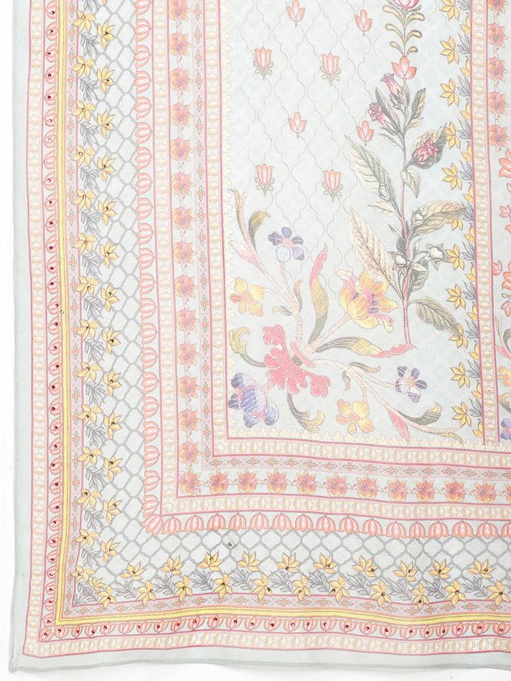 Digital Floral Printed Crepe Kurta With Palazzo &amp; Dupatta
