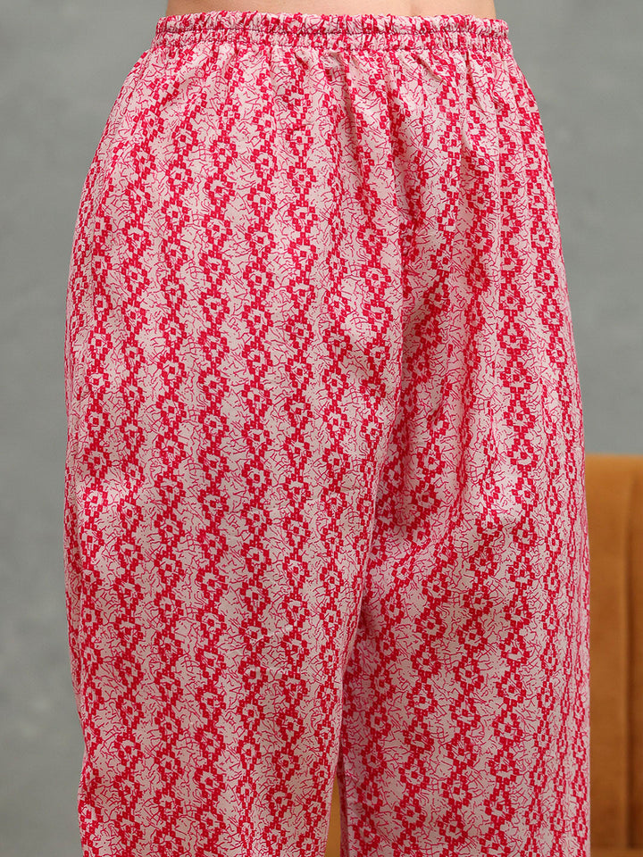 Floral Printed Cotton Kurta With Pants &amp; Dupatta