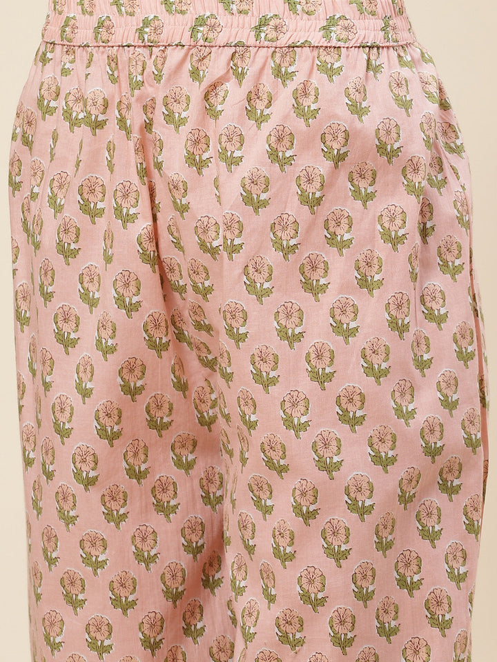 Floral Printed Cotton Kurta With Palazzo