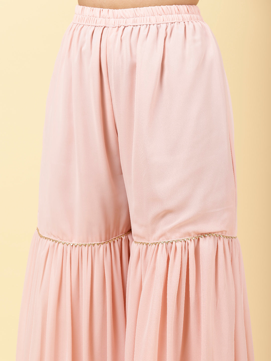 Sequin Georgette Kurta With Palazzo  &amp; Dupatta