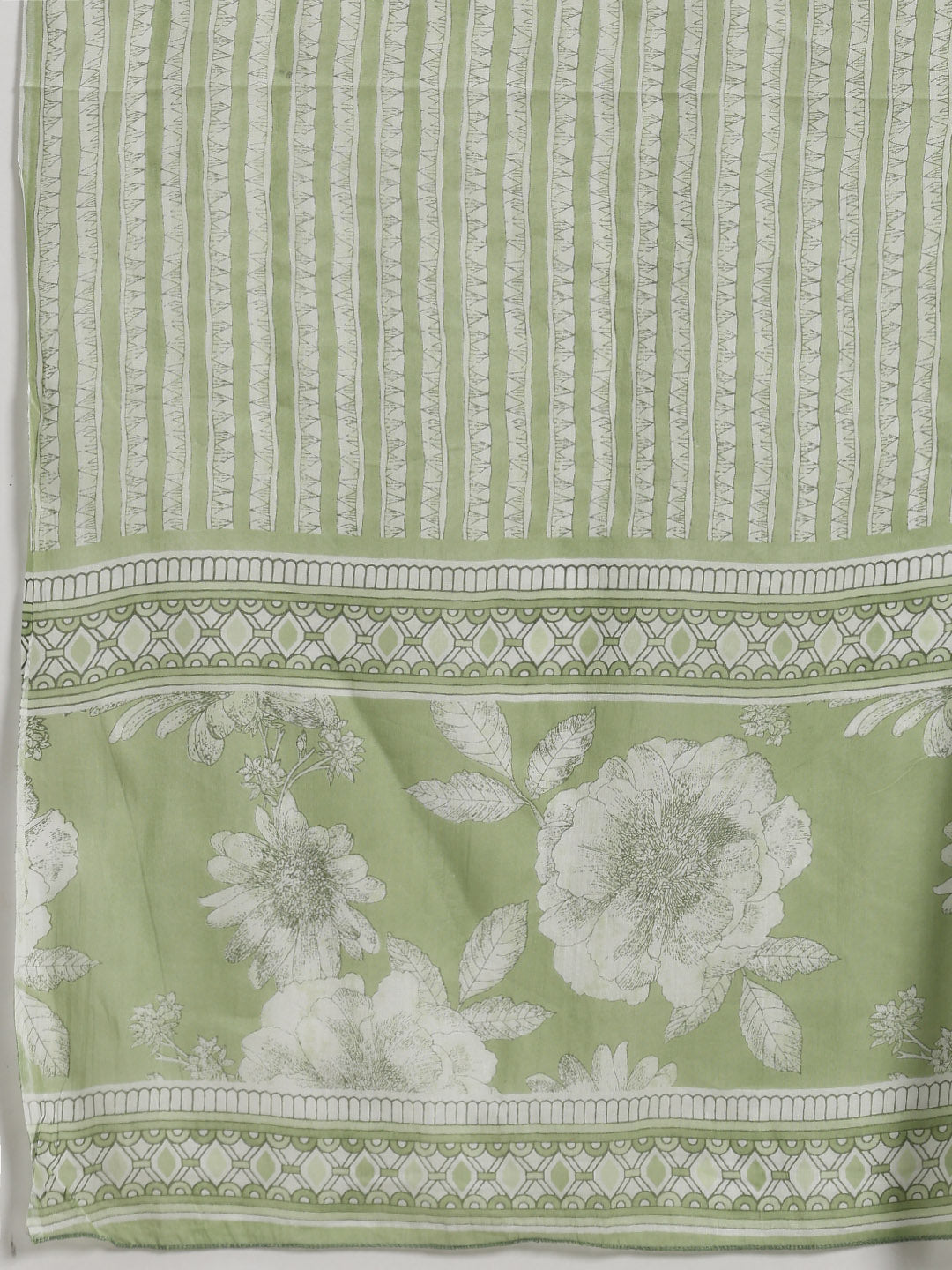 Floral Parinted Cotton Blend Kurta With Pants &amp; Dupatta