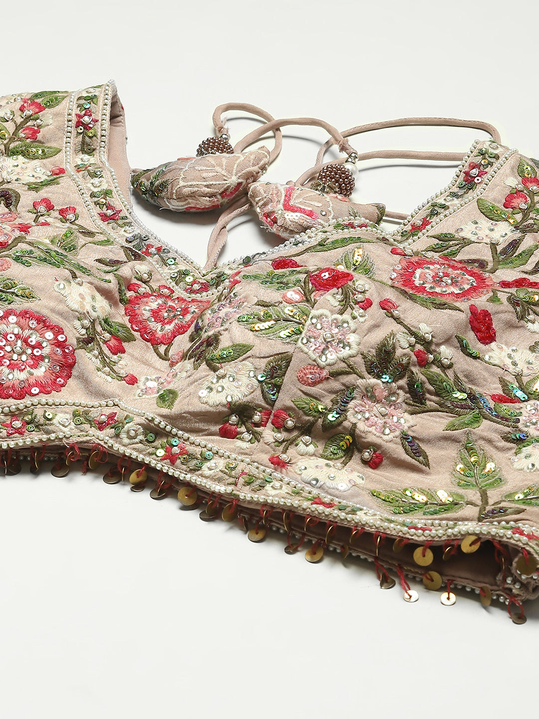 Floral Printed Handloom Choli With Lehenga &amp; Dupatta