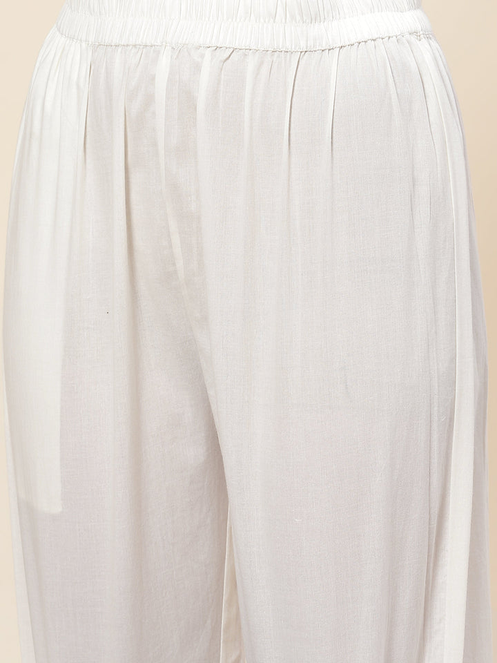 Floral Printed Cotton Kurta With Pants &amp; Dupatta