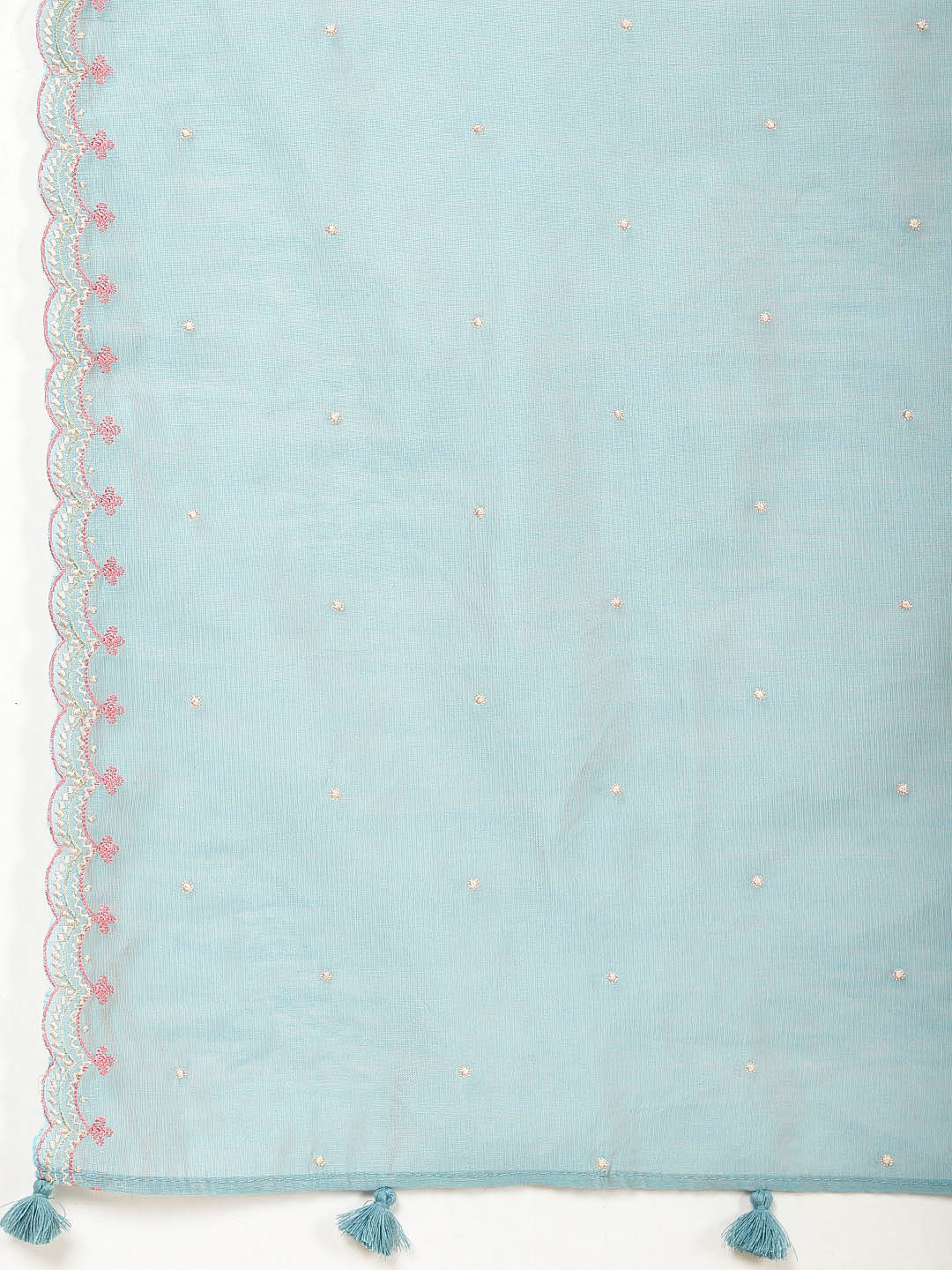 Embroidered Chanderi Kurta With Pants &amp; Dupatta