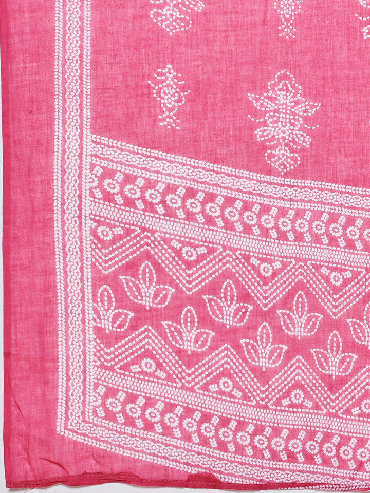 Printed Cotton Blend Kurta With Pants &amp; Dupatta