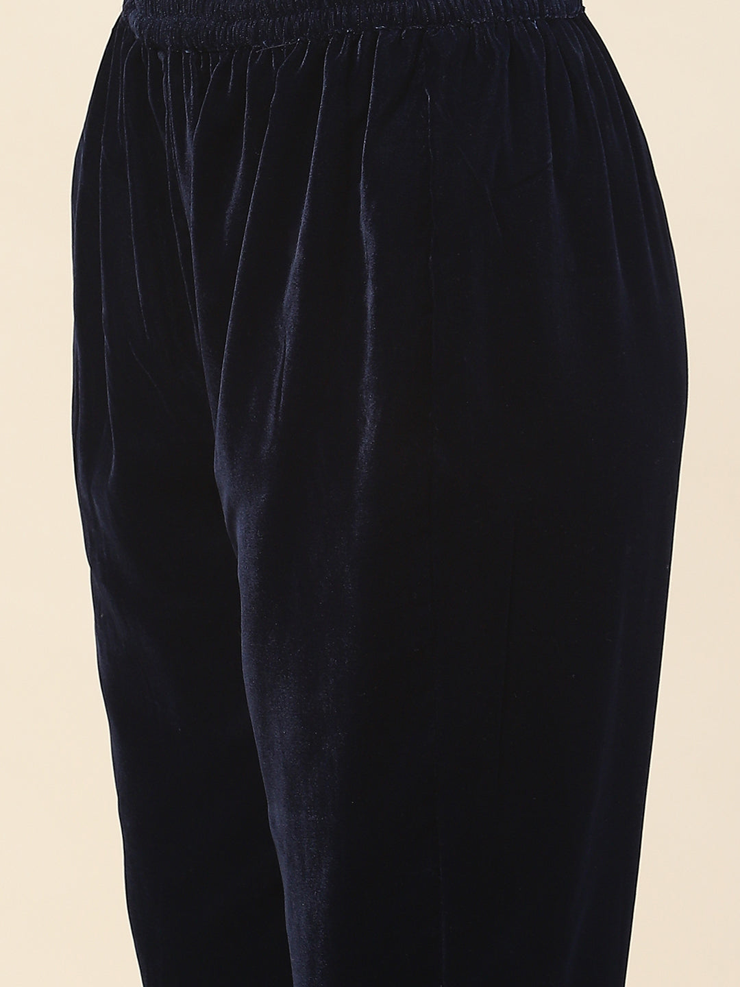Neck Embroidered Velvet Kurta With Pants