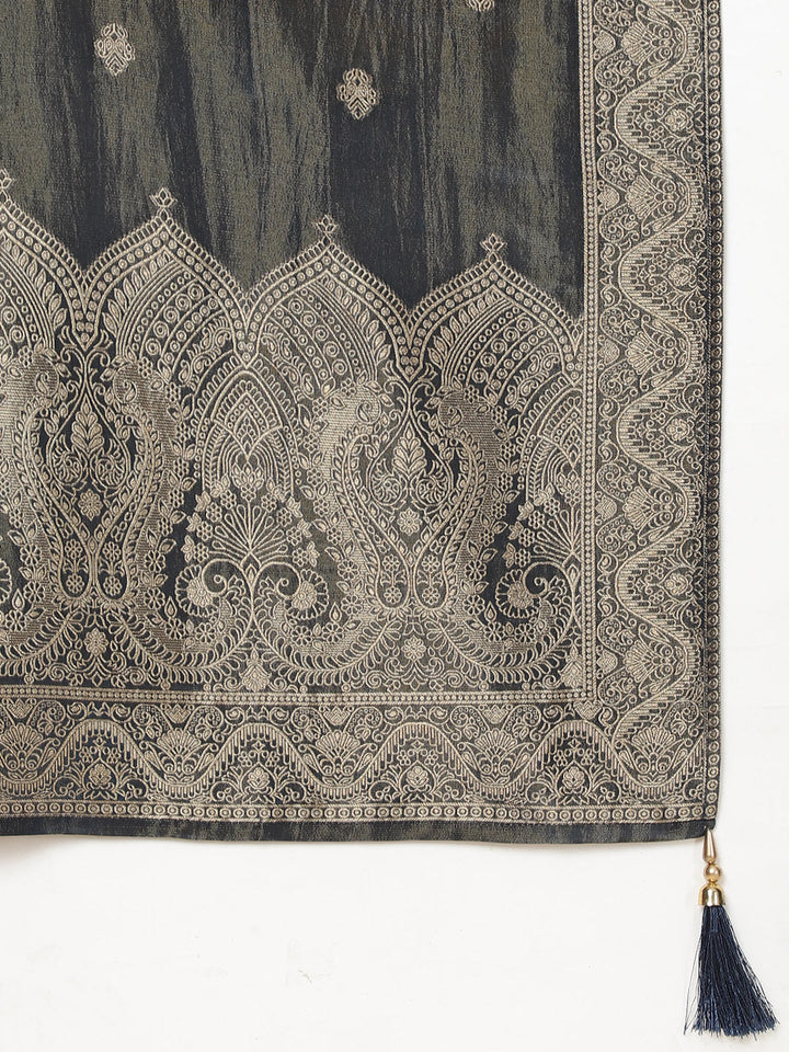 Neck Embroidery Tissue Kurta With Pants &amp; Dupatta