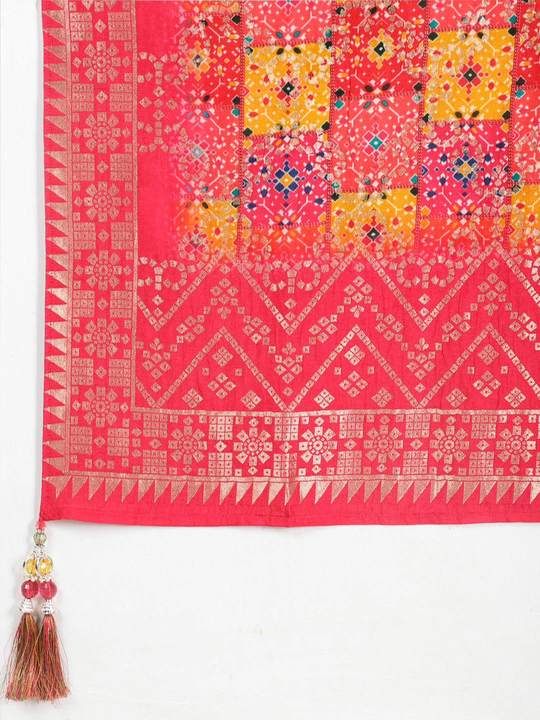 Embroidered Banarsi Choli With Lehenga &amp; Dupatta