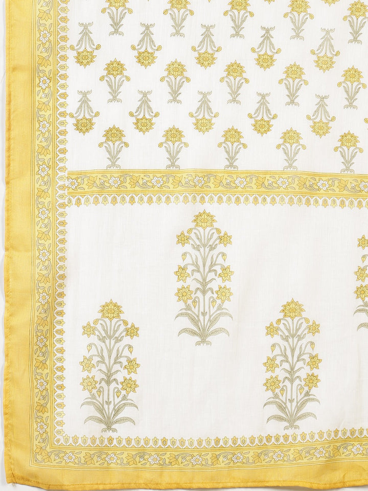 Printed Cotton Blend Kurta With Pant &amp; Dupatta