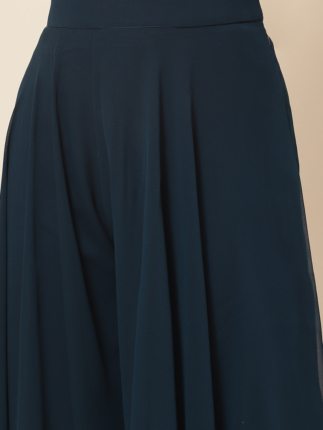 Resham Embroidered Georgette Kurti With Palazzo &amp; Dupatta
