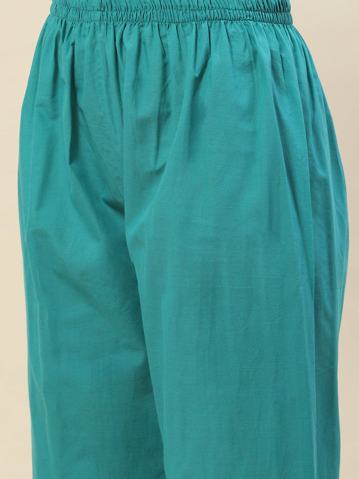 Printed Gota Work Chanderi Kurta With Pants