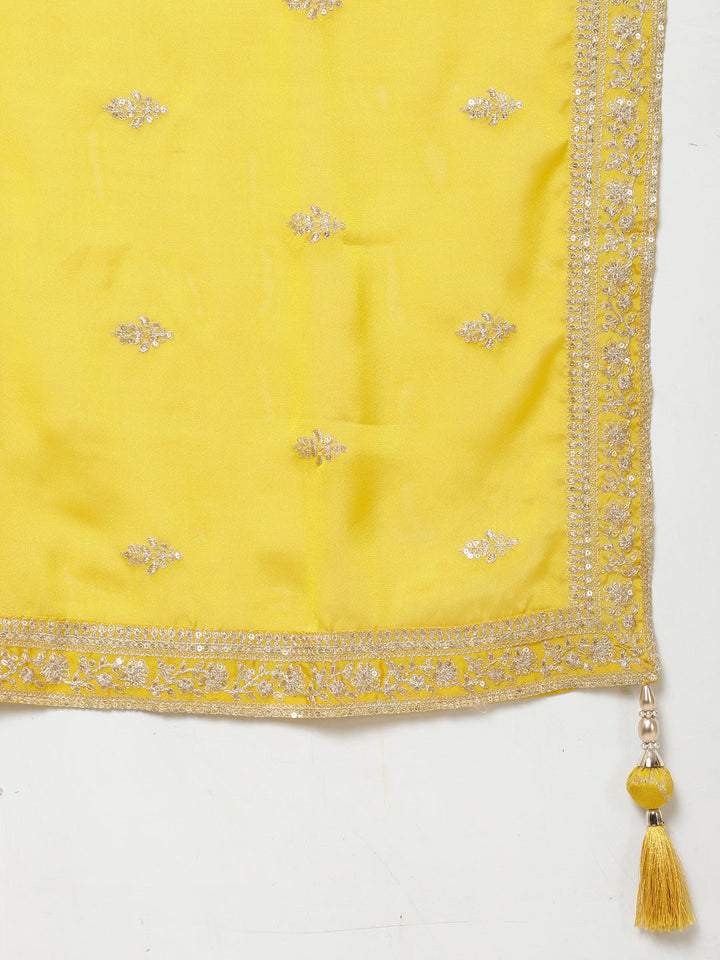 Zari Jaal Embroidery Handloom Suit Set With Dupatta &amp; Palazzo