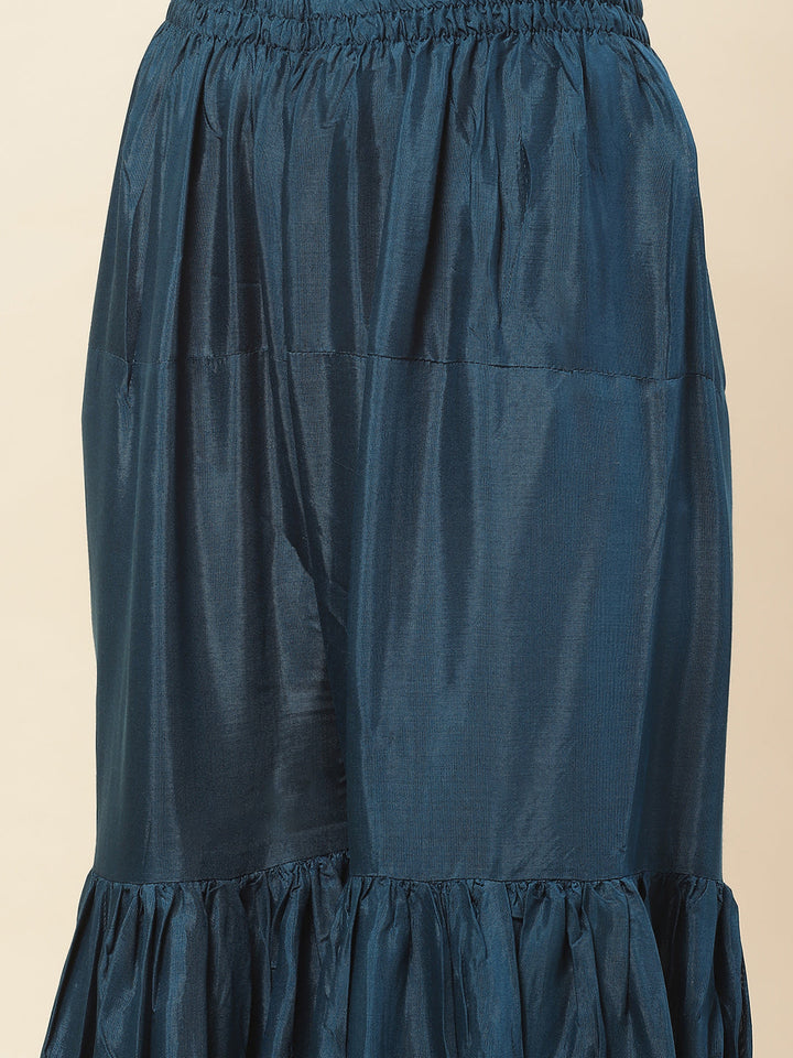 Floral Printed Cotton Kurta With Sharara &amp; Dupatta