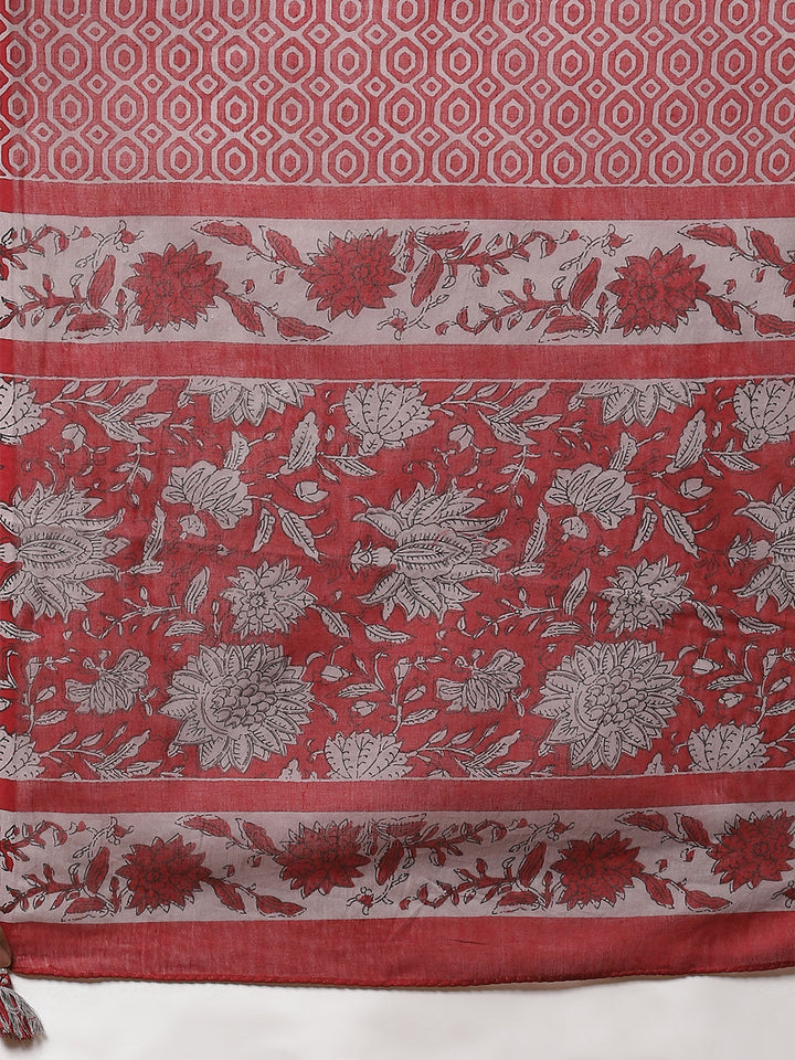 Floral Printed Cotton Stitched Salwar Kameez With Printed Dupatta