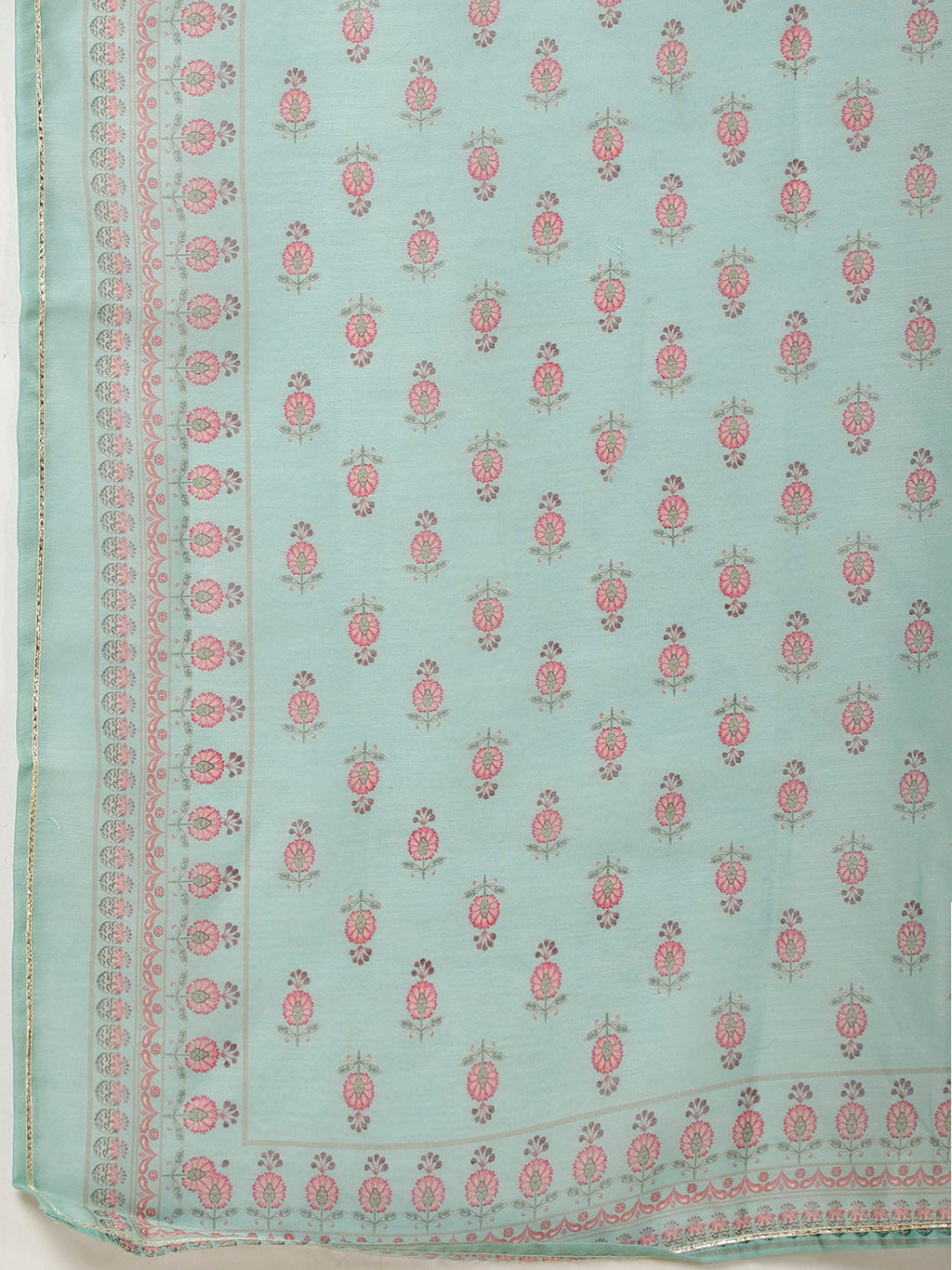 Floral Printed Chanderi Kurta With Pants & Dupatta