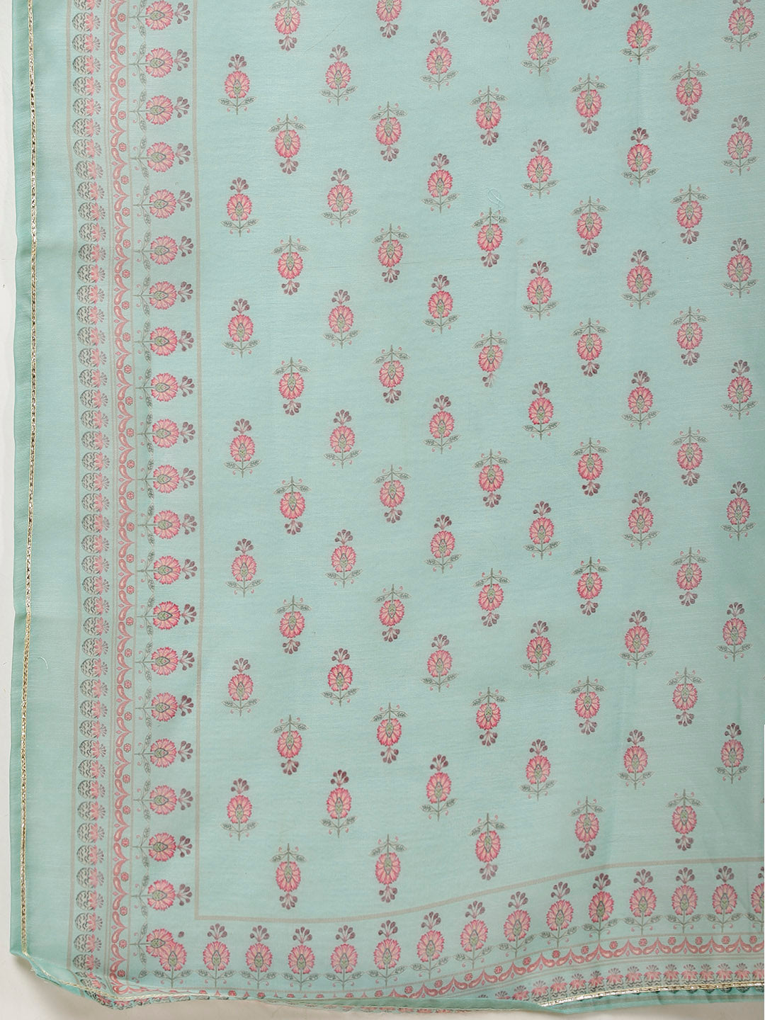 Floral Printed Chanderi Kurta With Pants &amp; Dupatta