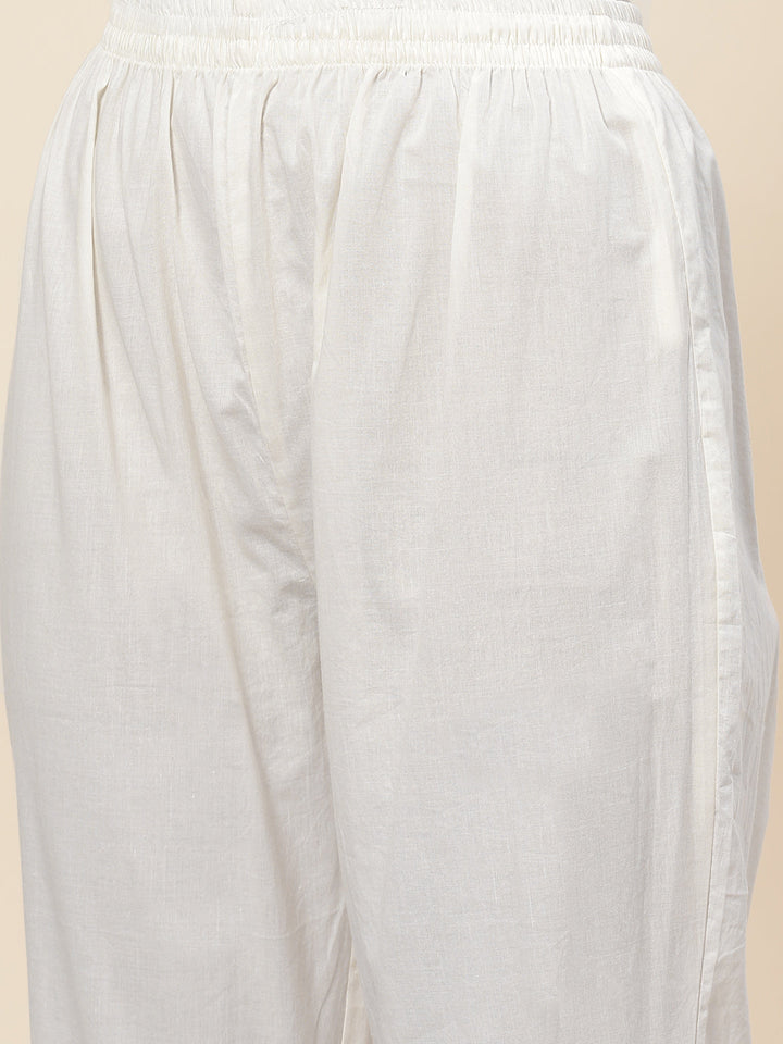 Floral Printed Cotton Kurta With Pants &amp; Dupatta