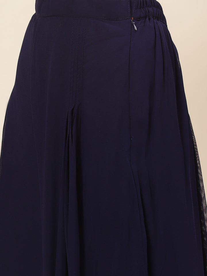 Embroidered Georgette Kurta With Palazzo &amp; Dupatta