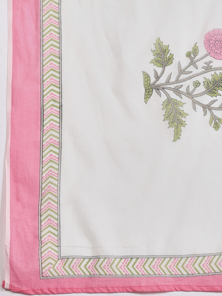 Printed Cotton Blend Kurta With Pant &amp; Dupatta