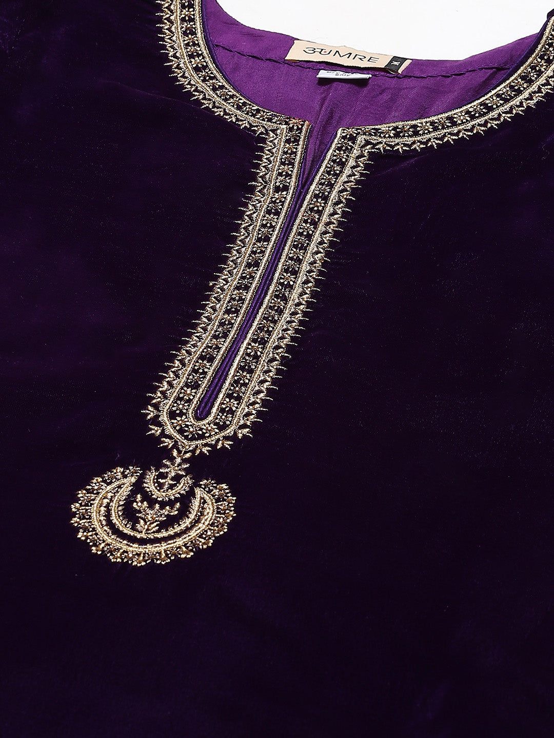 Zari Embroidered Velvet Kurta With Palazzo
