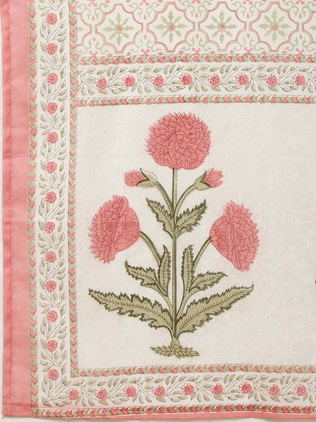 Block Printed Cotton Kurta With Palazzo &amp; Dupatta