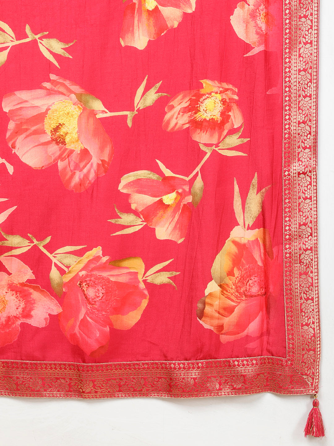 Neck Embroidery Handloom Kurta With Pants &amp; Dupatta