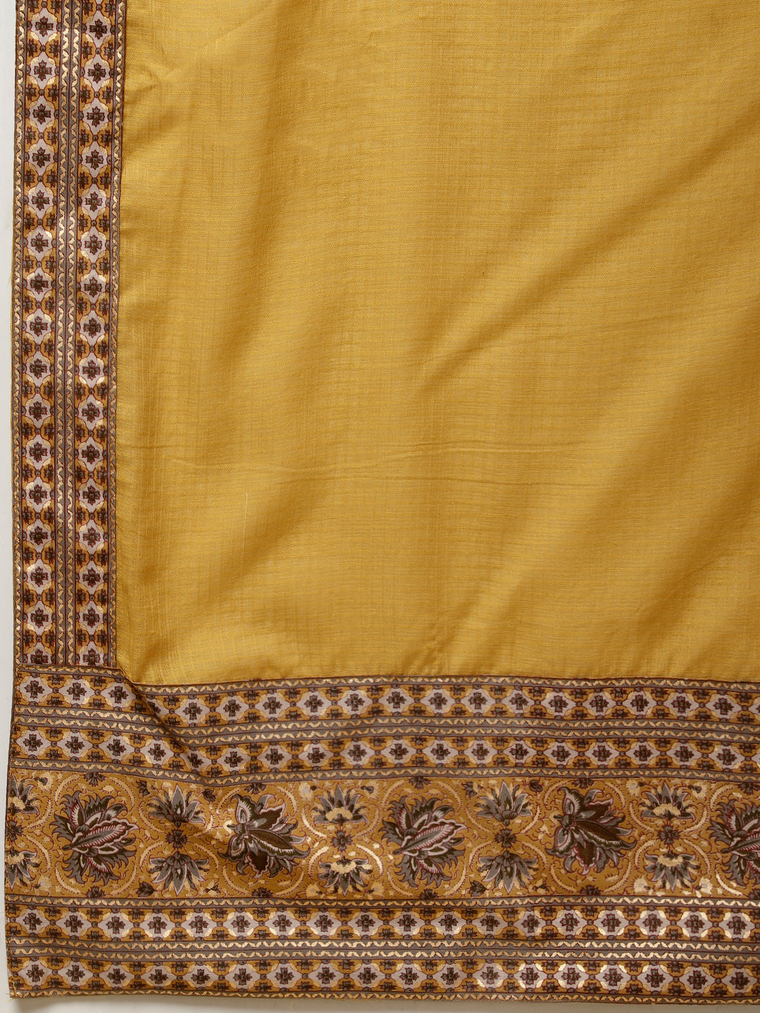 Floral Block Printed Anarkali Kurta With Pants &amp; Dupatta