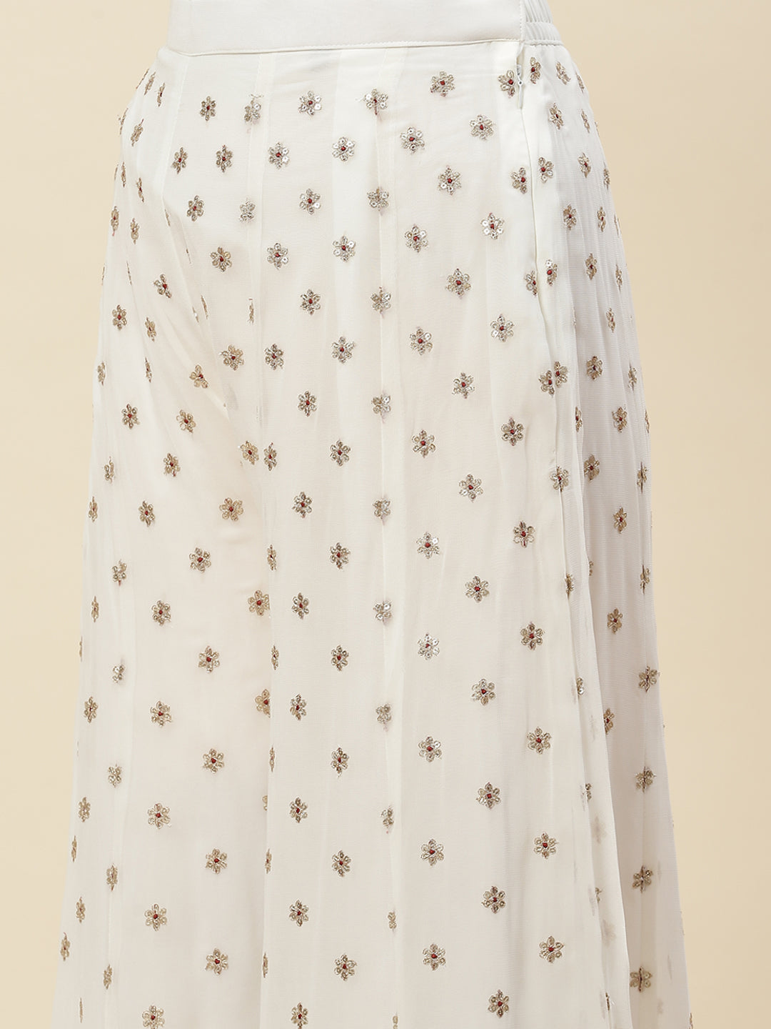 Zari Embroidered Georgette Kurti With Sharara &amp; Dupatta
