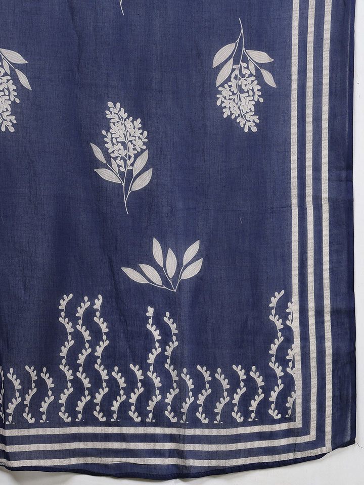 Printed Cotton Blend Kurta With Pants &amp; Dupatta