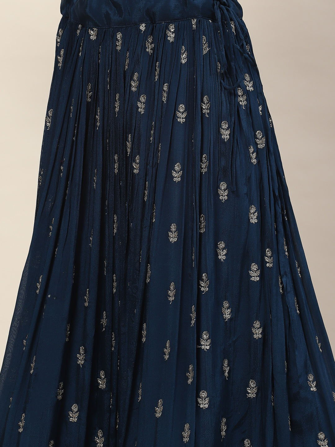 Sequin Zari Embroidered Georgette Choli With Lehenga &amp; Dupatta