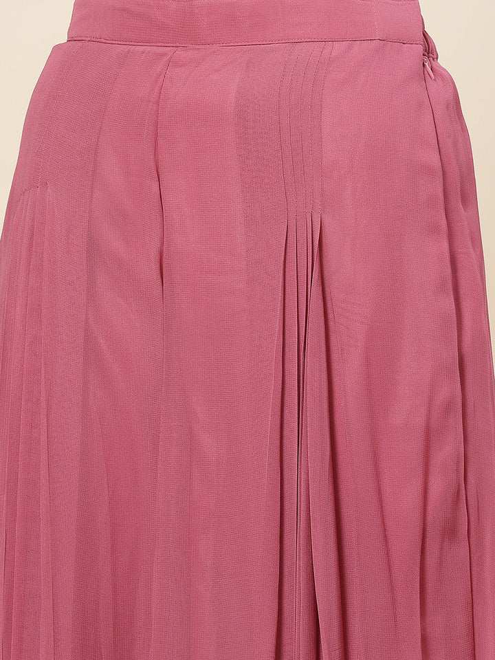 Embroidered Georgette Kurta With Palazzo &amp; Dupatta