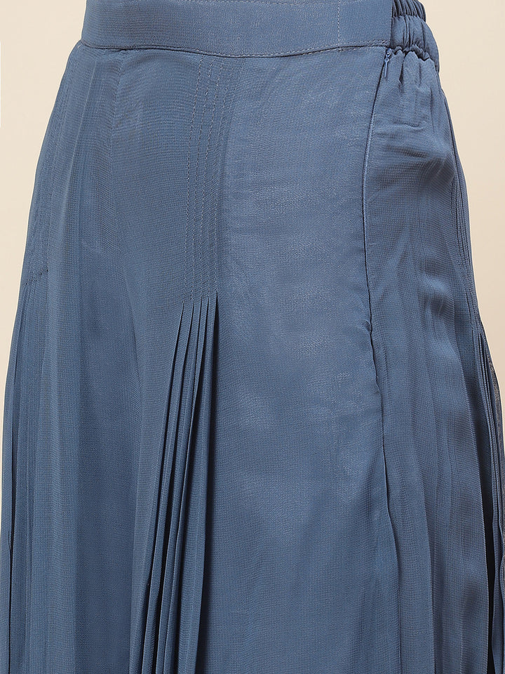 Embroidered Georgette Kurta With Palazzo &amp; Dupatta