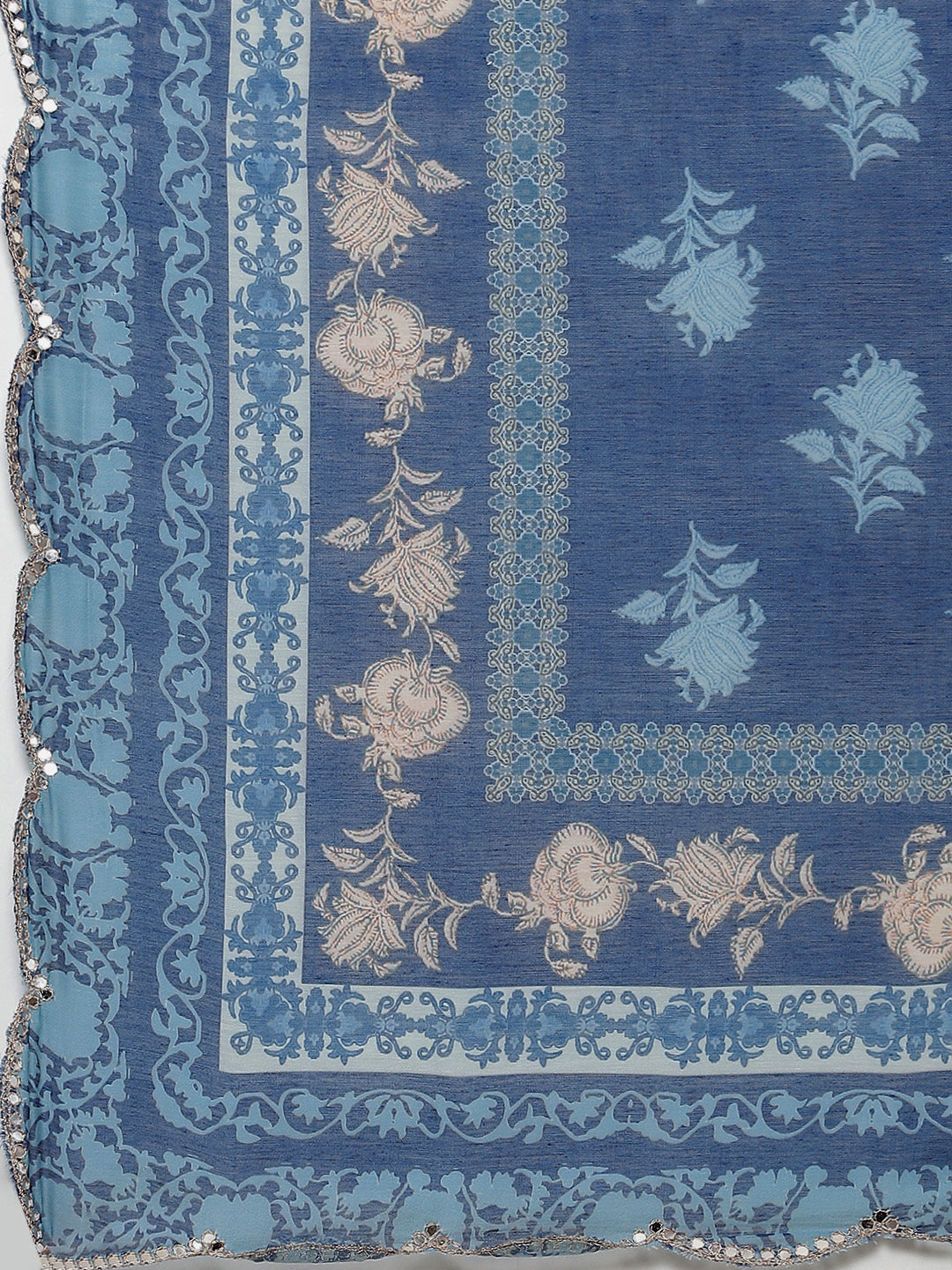 Floral Printed Chanderi Kurta With Pants &amp; Dupatta