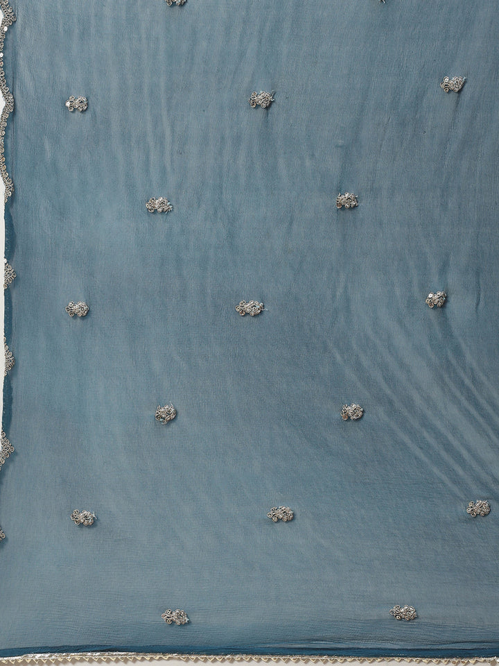 Floral Printed Cotton Kurta With Sharara &amp; Dupatta