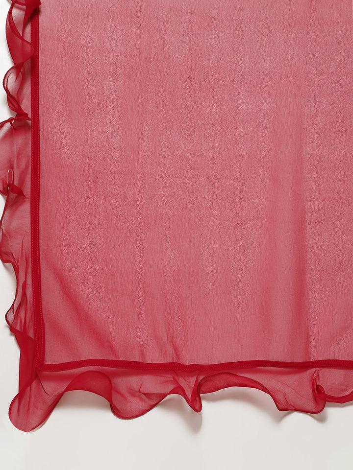 Resham Embroidered Georgette Kurti With Palazzo &amp; Dupatta