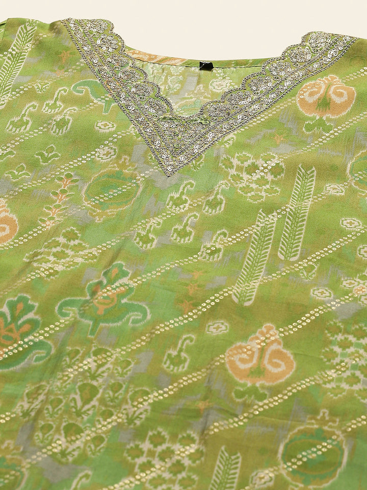 Printed Muslin Kurta With Pants