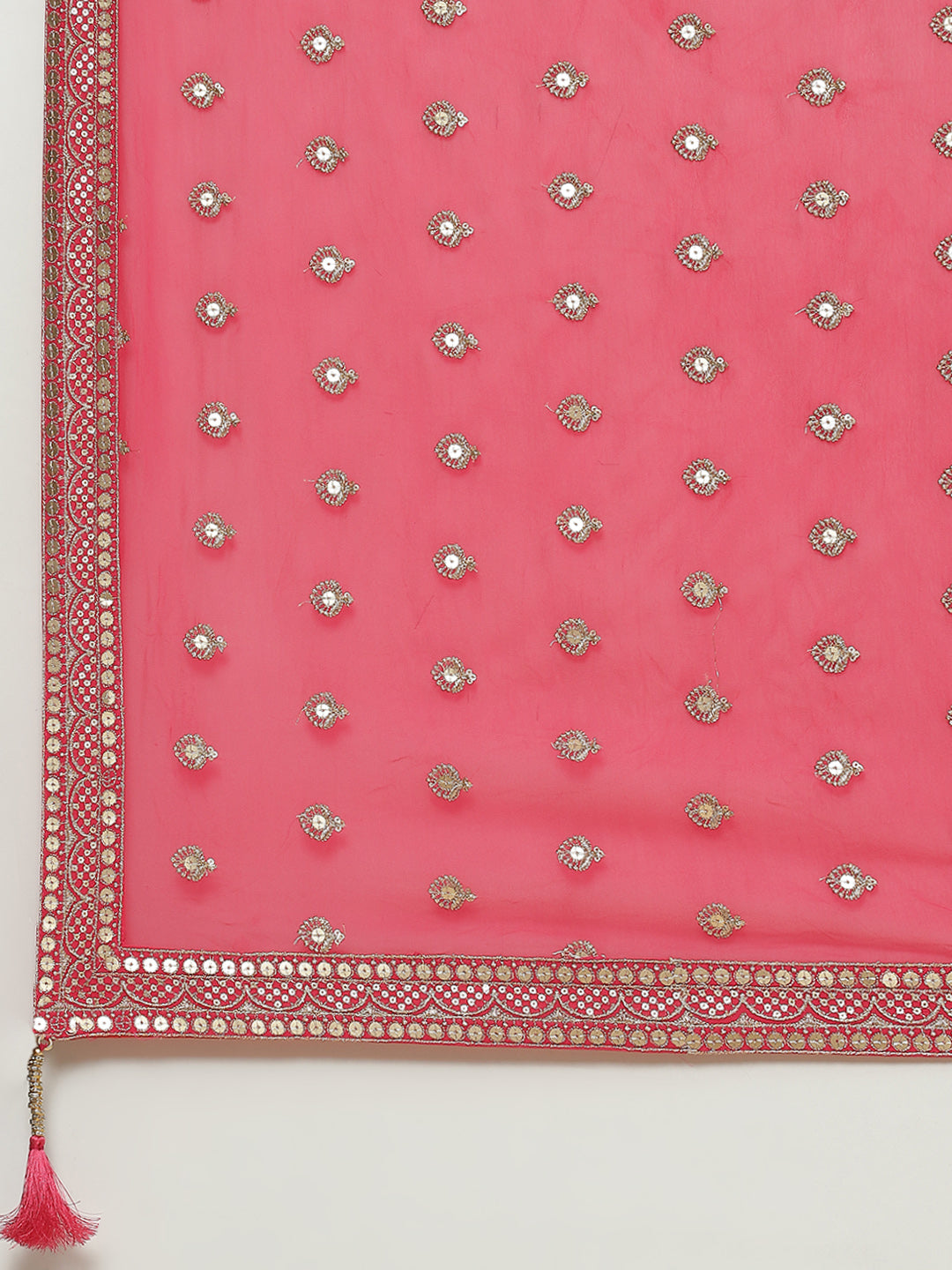 Zari Jaal Embroidered Georgette Kurti With Lehenga &amp; Dupatta