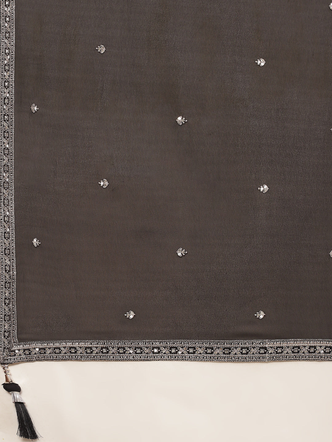 Zari Embroidered Georgette Kurta With Pants &amp; Dupatta