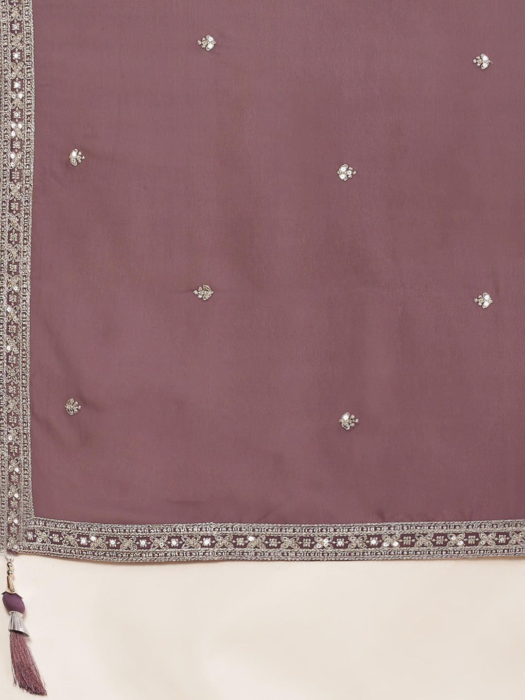 Zari Embroidered Booti Georgette Kurta With Palazzo &amp; Dupatta