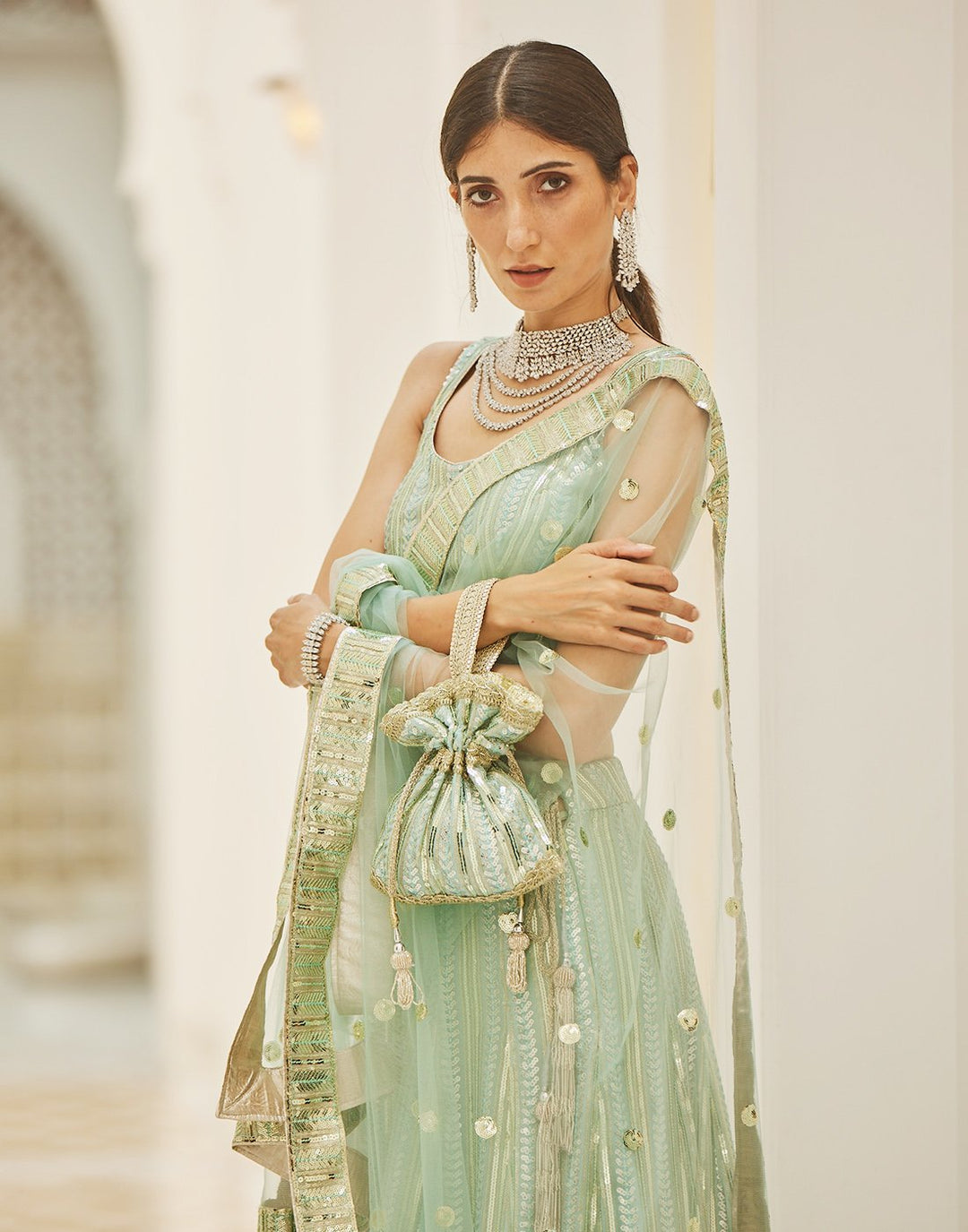 Sequence Embroidered Georgette Lehenga With Net Dupatta