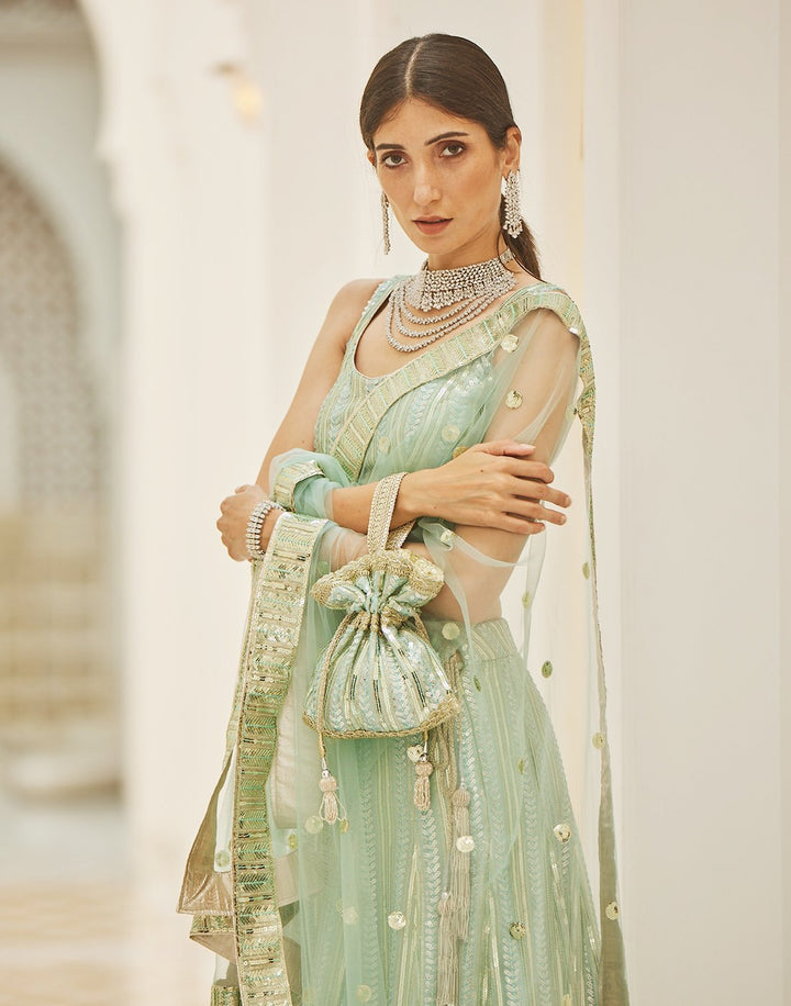 Sequence Embroidered Georgette Lehenga With Net Dupatta