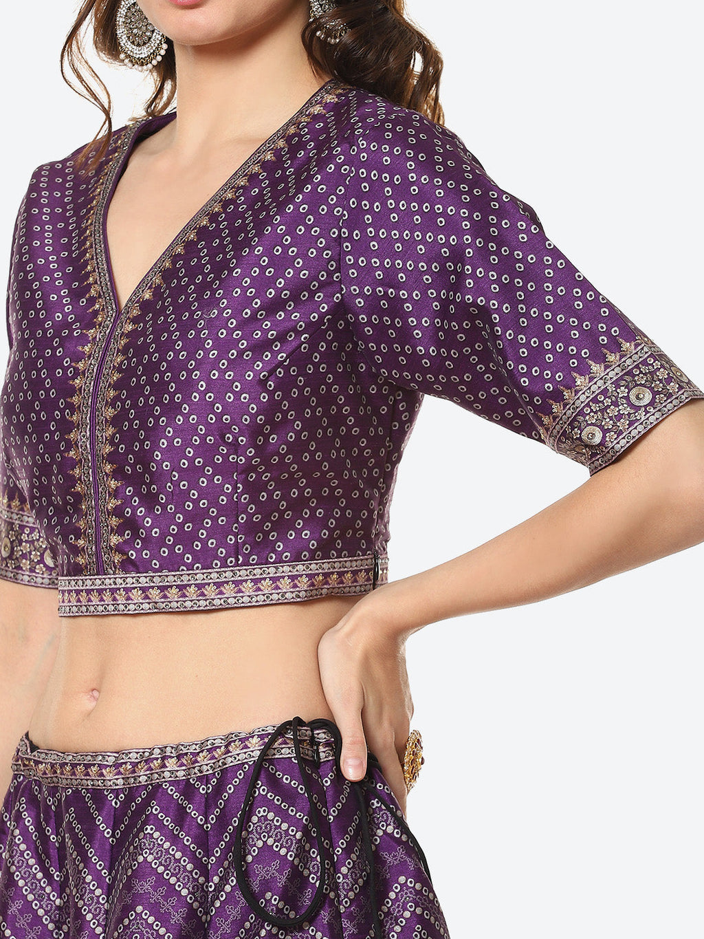 Printed Choli With Lehenga & Net Dupatta