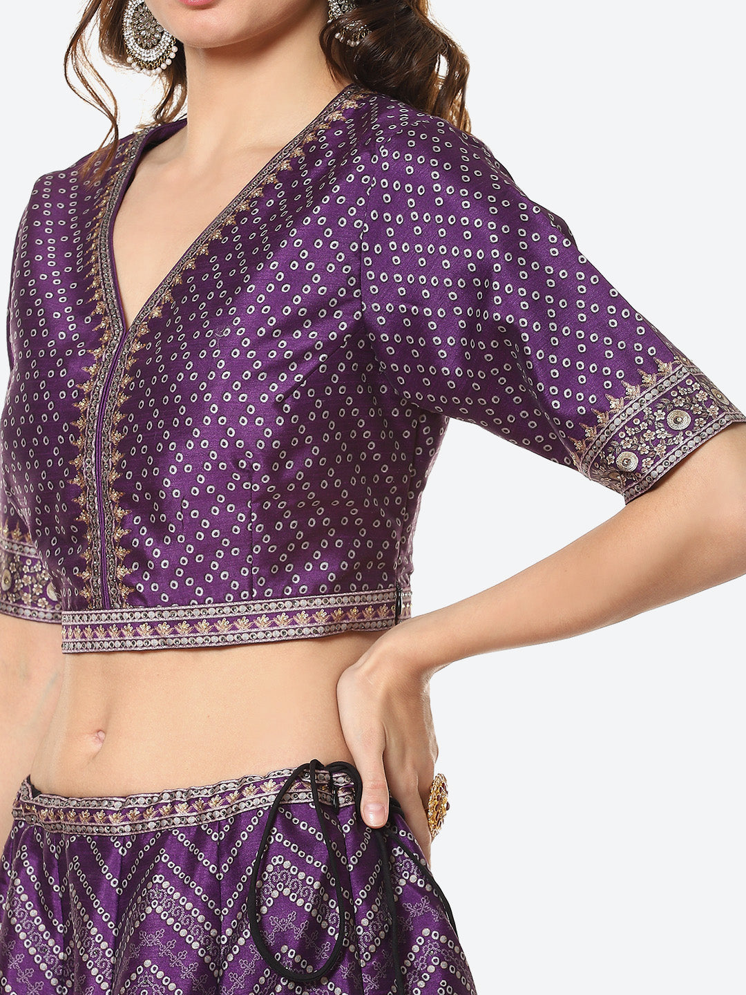 Printed Choli With Lehenga & Net Dupatta